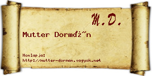 Mutter Dormán névjegykártya